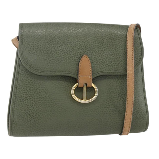 Christian Dior Vintage Cd Flap Shoulder Bag Leather Khaki Leather Shoulder Bag Bag ()