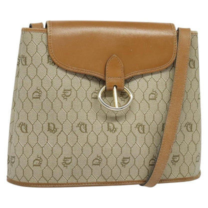 Christian Dior Vintage Honeycomb Shoulder Bag Canvas And Leather Beige Canvas Bag ()