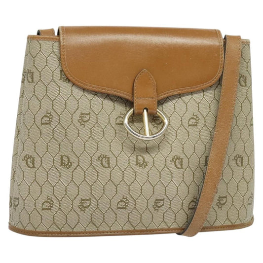 Christian Dior Vintage Honeycomb Shoulder Bag Canvas And Leather Beige Canvas Bag ()