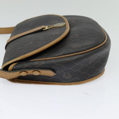 Christian Dior Vintage Honeycomb Flap Crossbody Bag Canvas And Leather Black Canvas Bag ()