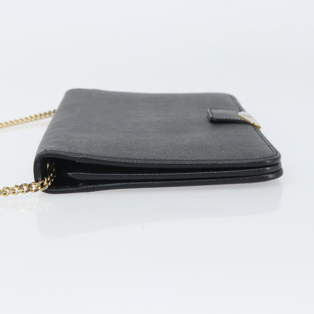 Christian Dior Vintage Chain Flap Shoulder Bag Leather Black Leather Shoulder Bag Bag ()