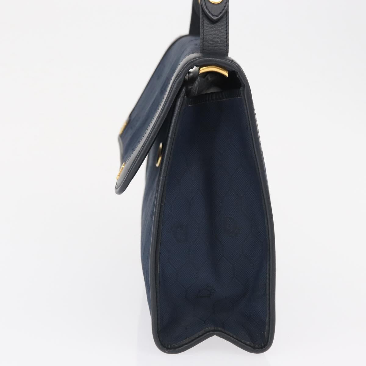 Christian Dior Vintage Honeycomb Shoulder Bag Canvas And Leather Navy Canvas Shoulder Bag Bag ()