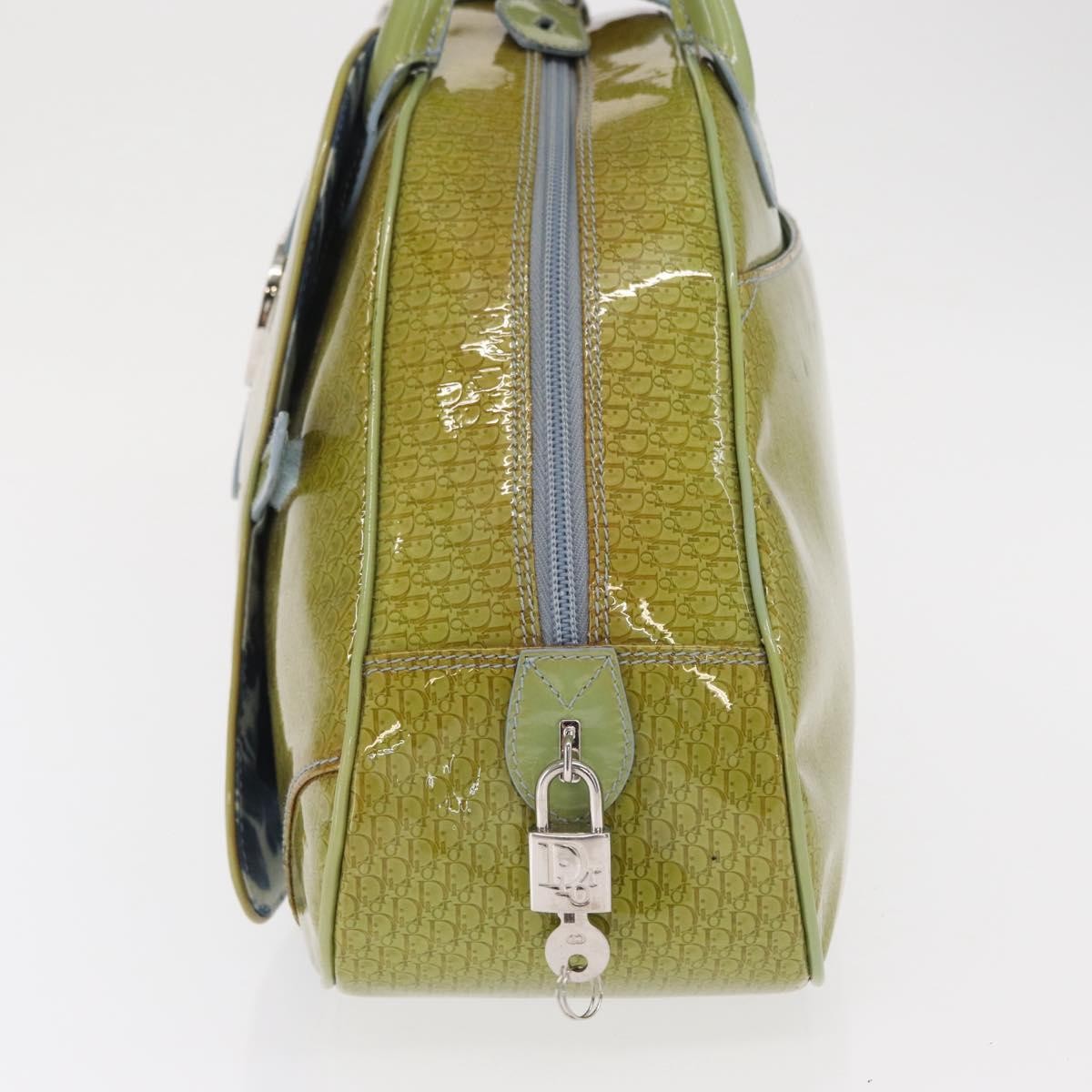 Christian Dior Vintage Saddle Bowler Bag Patent Leather Green Patent_Leather Handbag ()