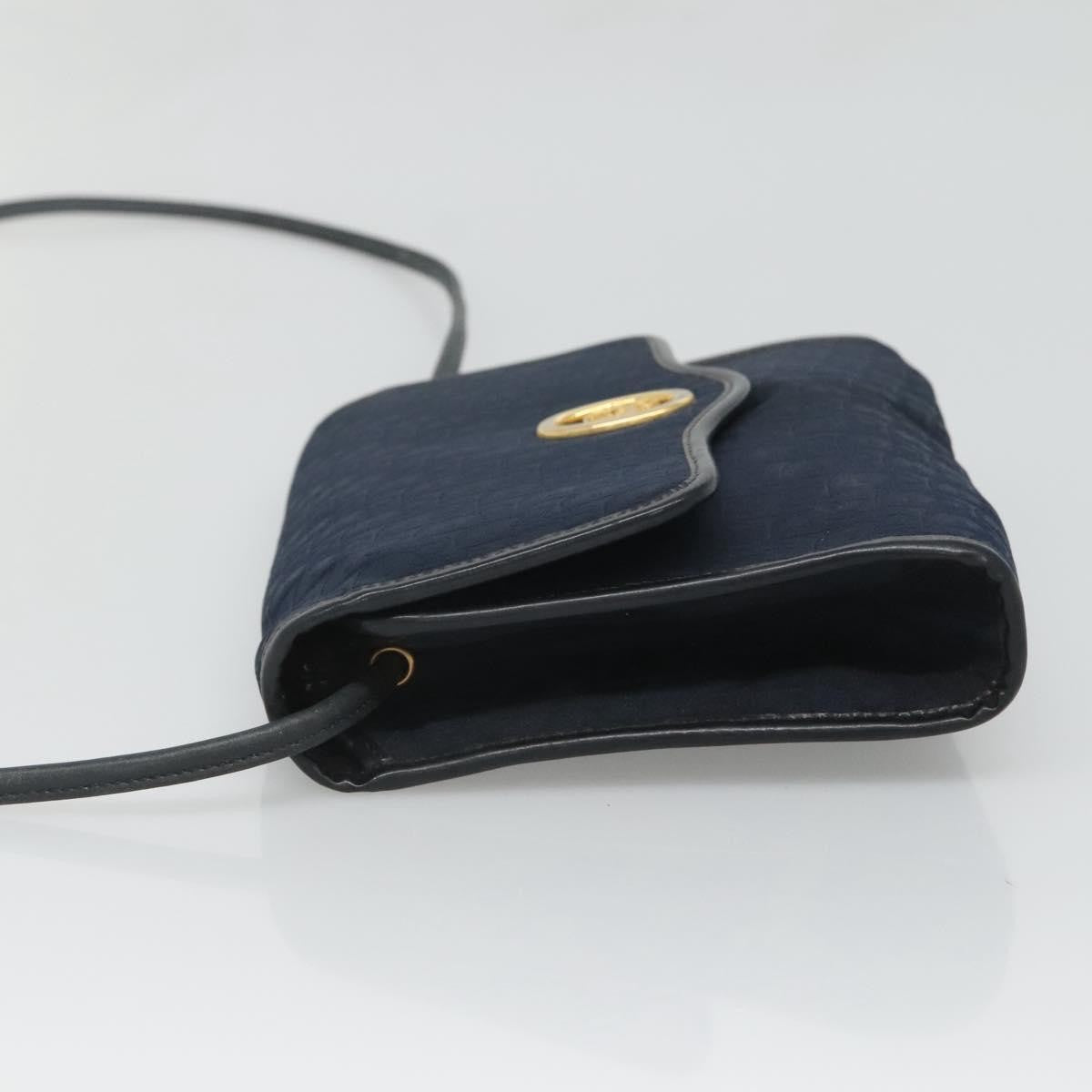 Christian Dior Vintage Trotter Flap Shoulder Bag Canvas Navy Canvas Bag ()