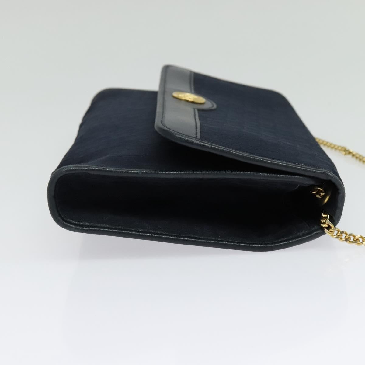 Christian Dior Vintage Chain Flap Shoulder Bag Diorissimo Canvas Navy Canvas Shoulder Bag Bag ()