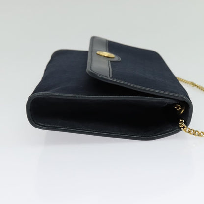 Christian Dior Vintage Chain Flap Shoulder Bag Diorissimo Canvas Navy Canvas Shoulder Bag Bag ()