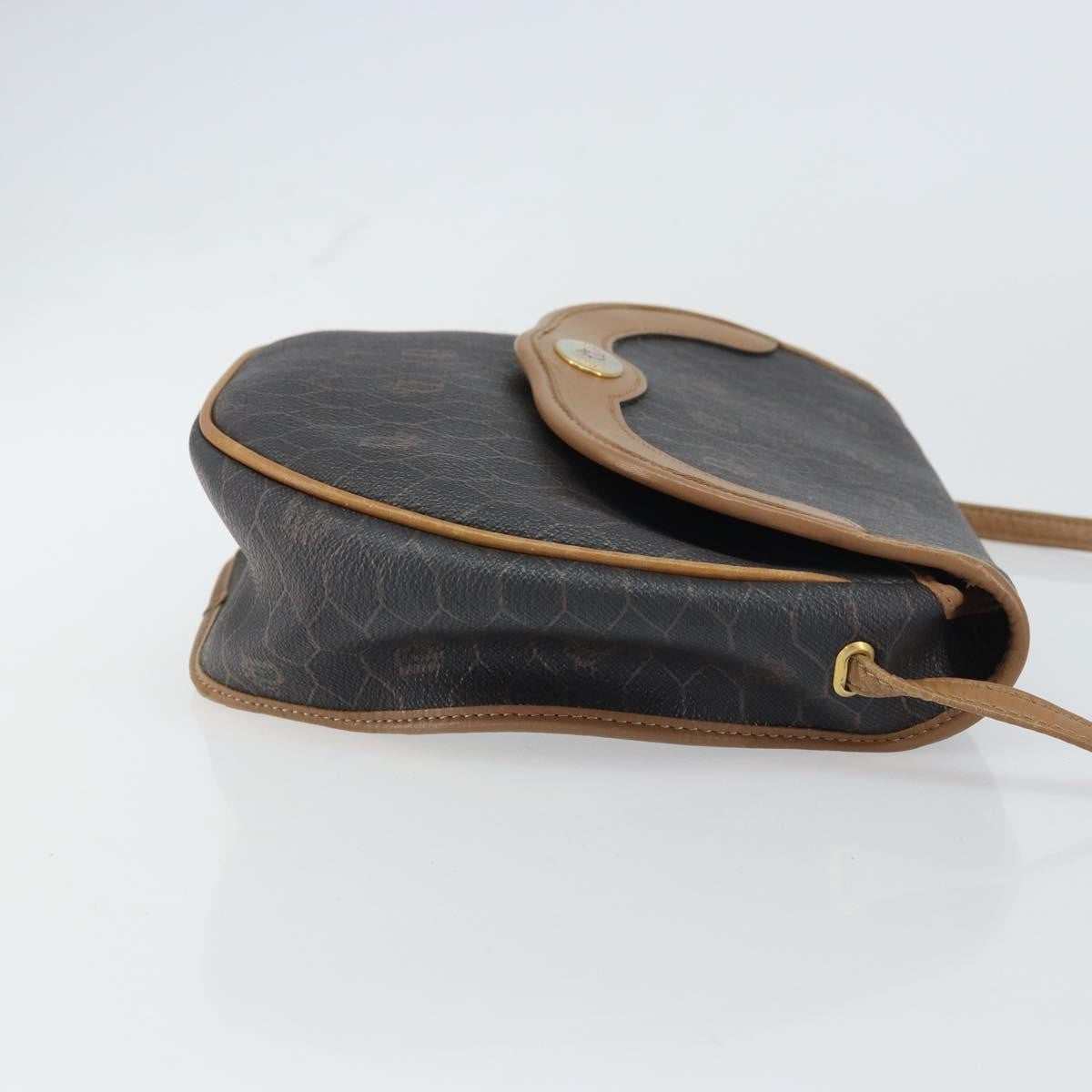 Christian Dior Vintage Honeycomb Flap Crossbody Bag Coated Canvas Black Canvas Shoulder Bag Bag ()