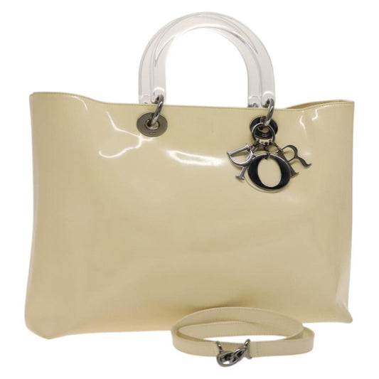 Christian Dior Vintage Lady Dior Patent Patent Leather Beige Patent_Leather Bag ()
