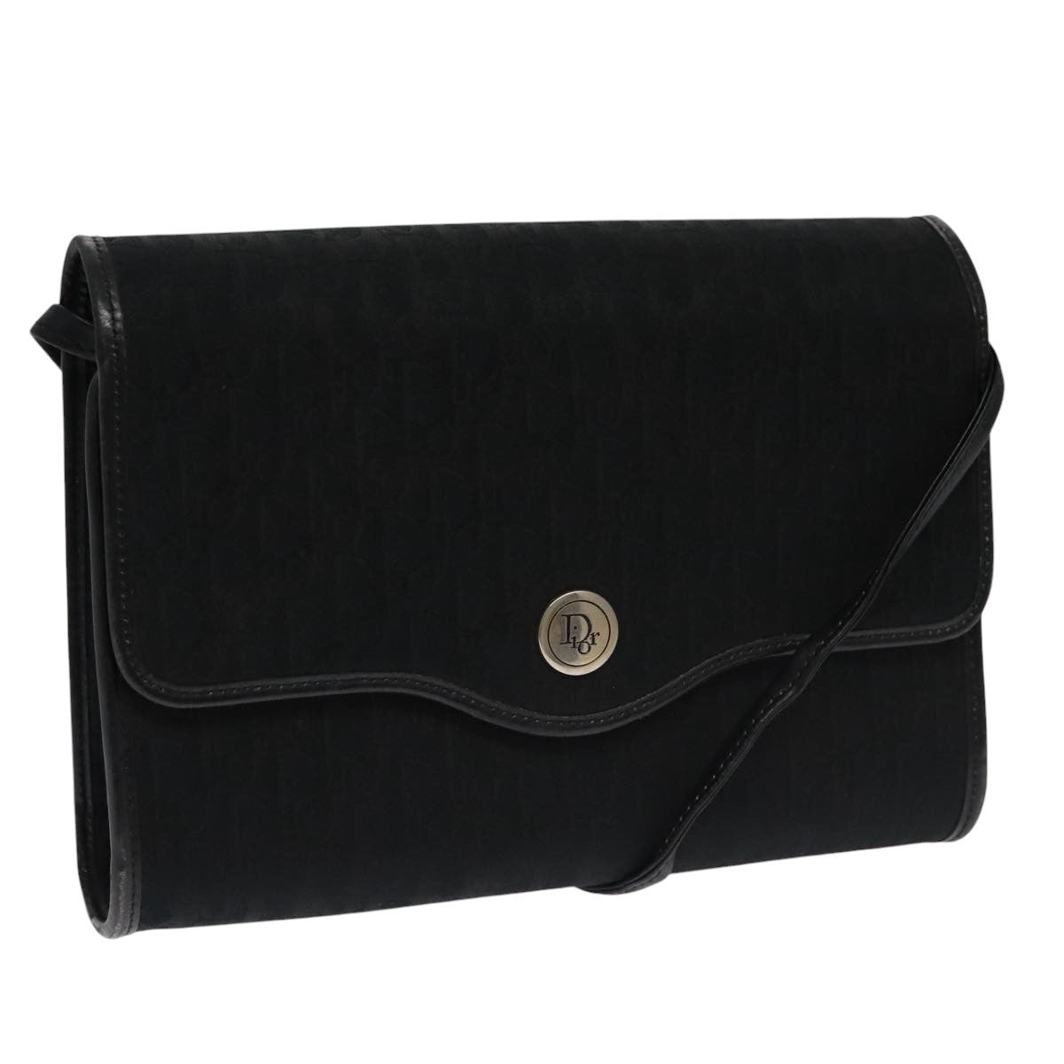 Christian Dior Vintage Trotter Crossbody Bag Diorissimo Coated Canvas Black Canvas Shoulder Bag Bag ()