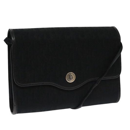 Christian Dior Vintage Trotter Crossbody Bag Diorissimo Coated Canvas Black Canvas Shoulder Bag Bag ()