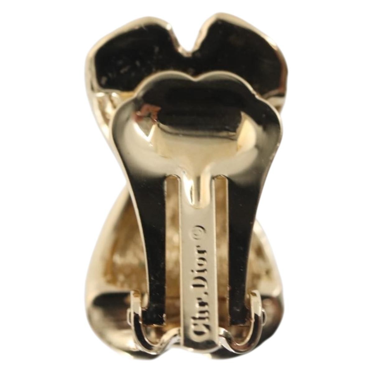 Christian Dior Vintage Clip-On Earrings Metal Gold Metal Earrings Jewelry ()