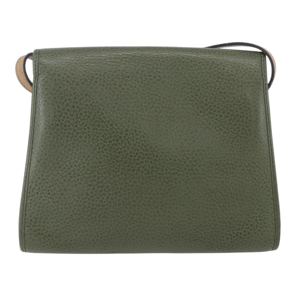 Christian Dior Vintage Cd Flap Shoulder Bag Leather Khaki Leather Shoulder Bag Bag ()
