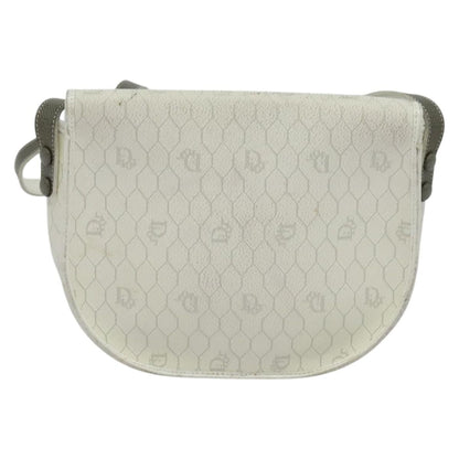 Christian Dior Vintage Honeycomb Flap Crossbody Bag Coated Canvas White Canvas Bag ()