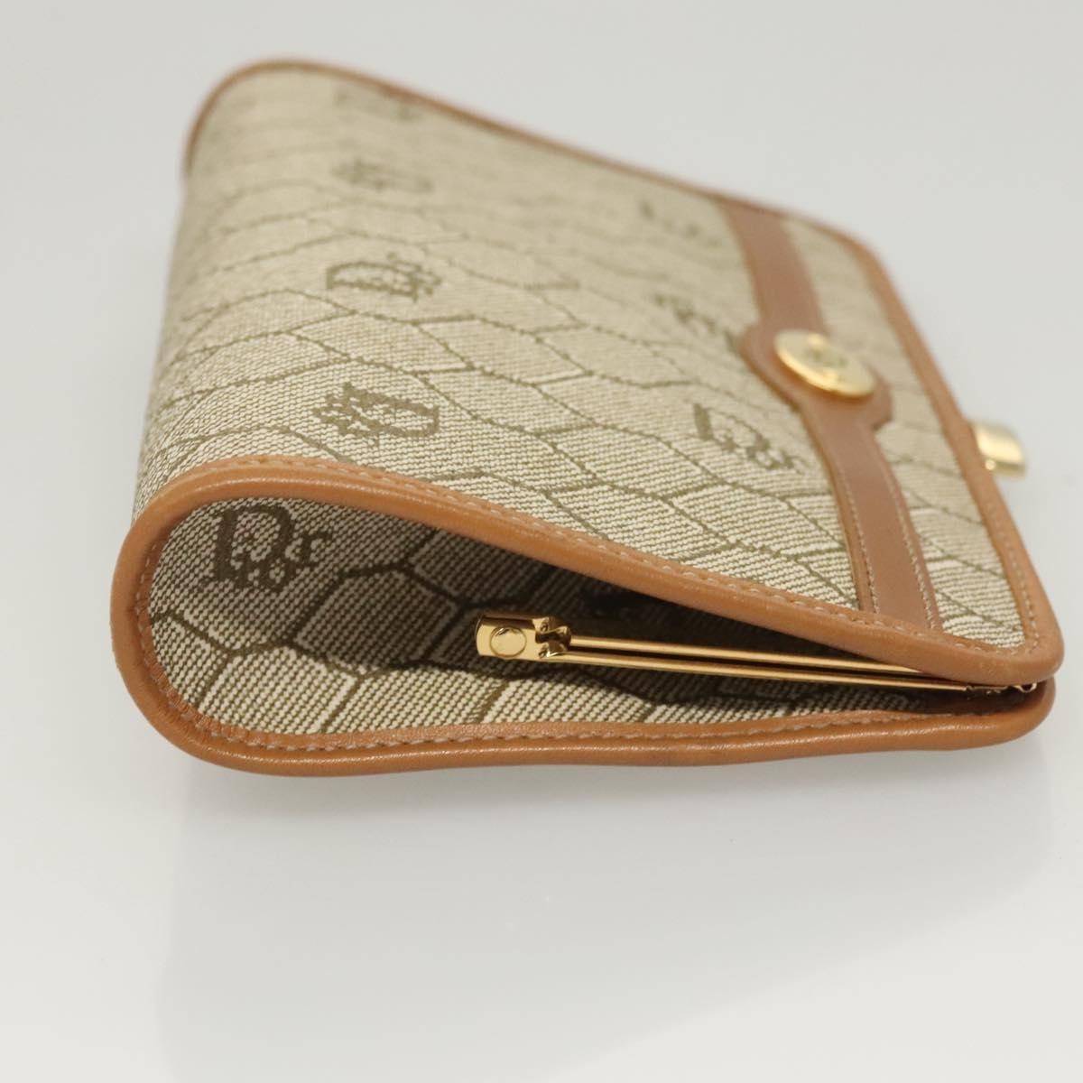 Christian Dior Vintage Honeycomb Zip Pouch Coated Canvas Beige Pvc Clutche & Pouche Bag ()