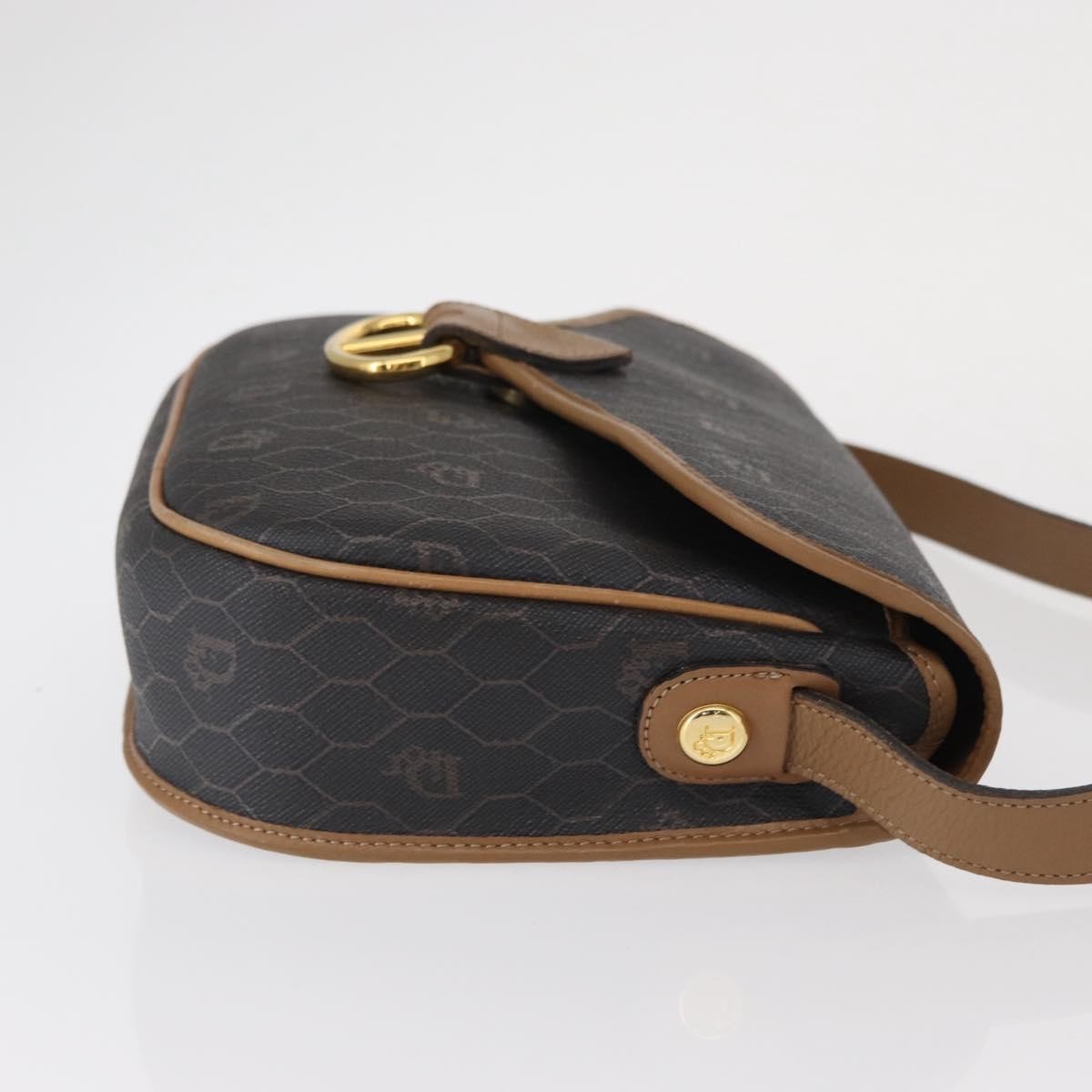 Christian Dior Vintage Honeycomb Flap Crossbody Bag Canvas And Leather Black Canvas Shoulder Bag Bag ()