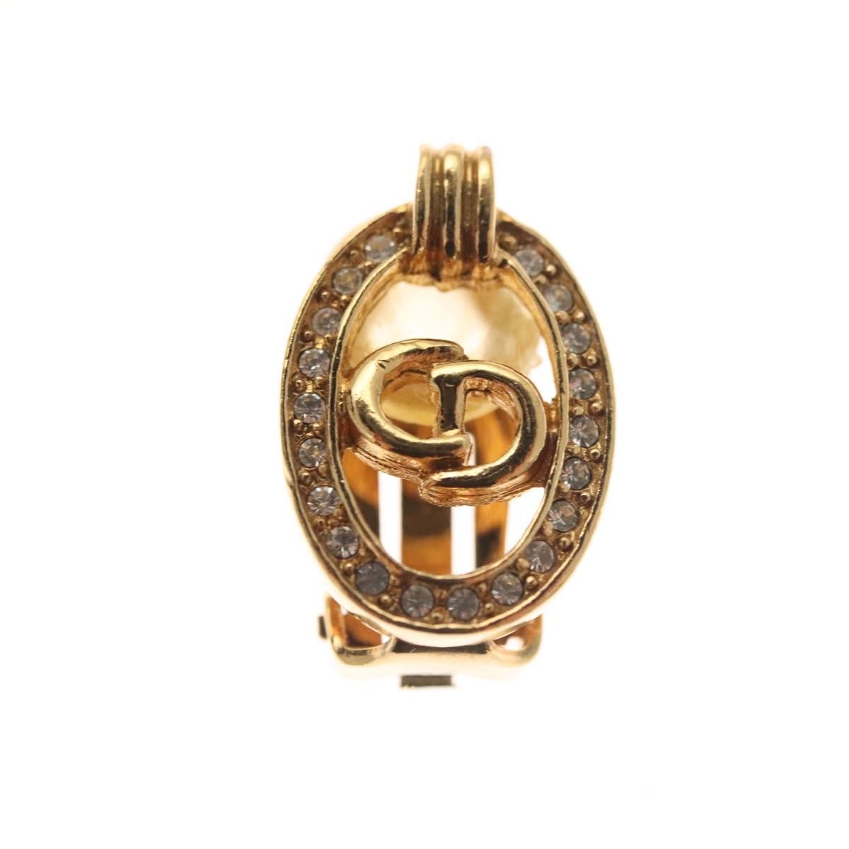 Christian Dior Petite Cd Round Earrings Metal And Crystals Gold Metal Earrings Jewelry ()