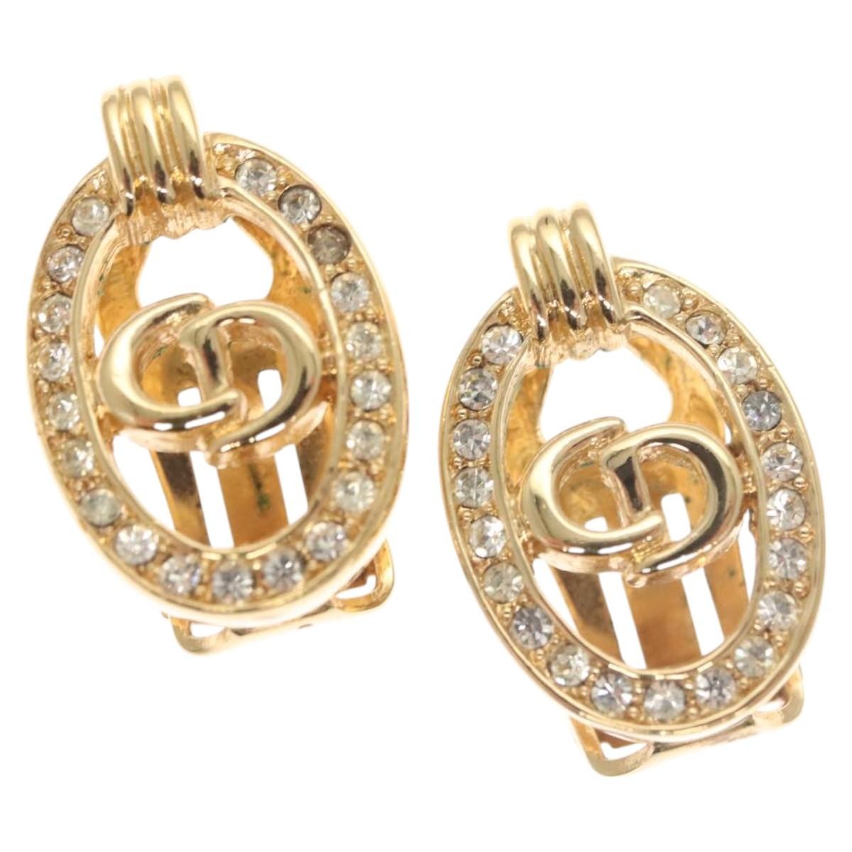 Christian Dior Vintage Cd Clip-On Earrings Metal Gold Metal Earrings Jewelry ()