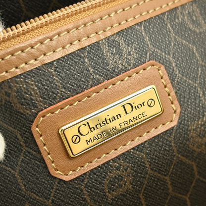 Christian Dior Vintage Honeycomb Boston Bag Canvas And Leather Black Pvc Travel Bag Bag ()