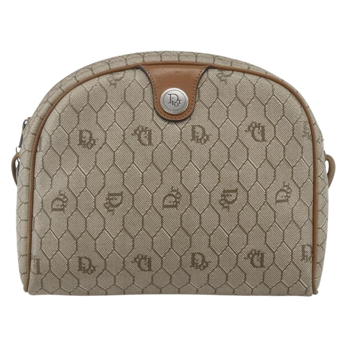 Christian Dior Vintage Honeycomb Shoulder Bag Canvas And Leather Beige Canvas Shoulder Bag Bag ()