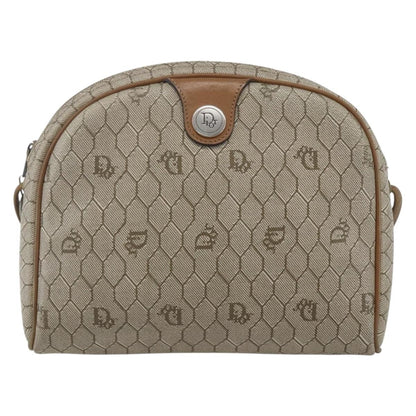 Christian Dior Vintage Honeycomb Shoulder Bag Canvas And Leather Beige Canvas Shoulder Bag Bag ()