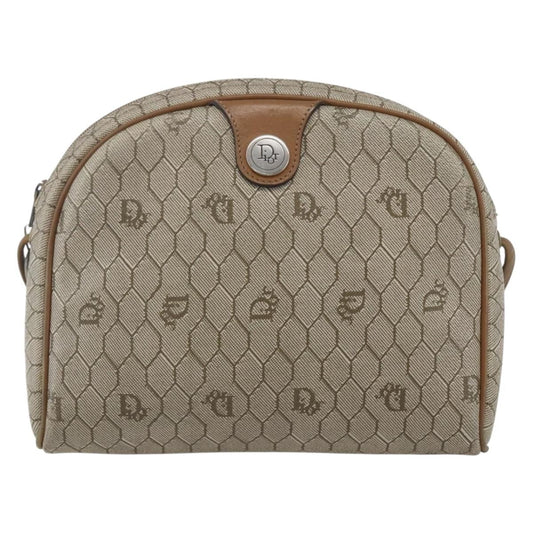 Christian Dior Vintage Honeycomb Shoulder Bag Canvas And Leather Beige Canvas Shoulder Bag Bag ()