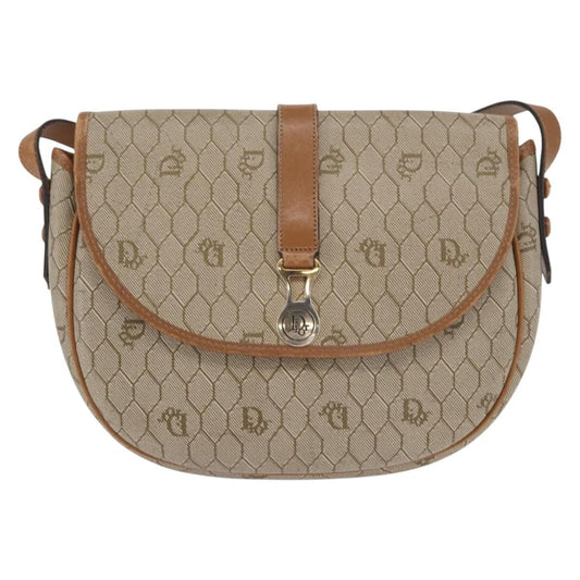 Christian Dior Vintage Honeycomb Shoulder Bag Canvas And Leather Beige Canvas Shoulder Bag Bag ()