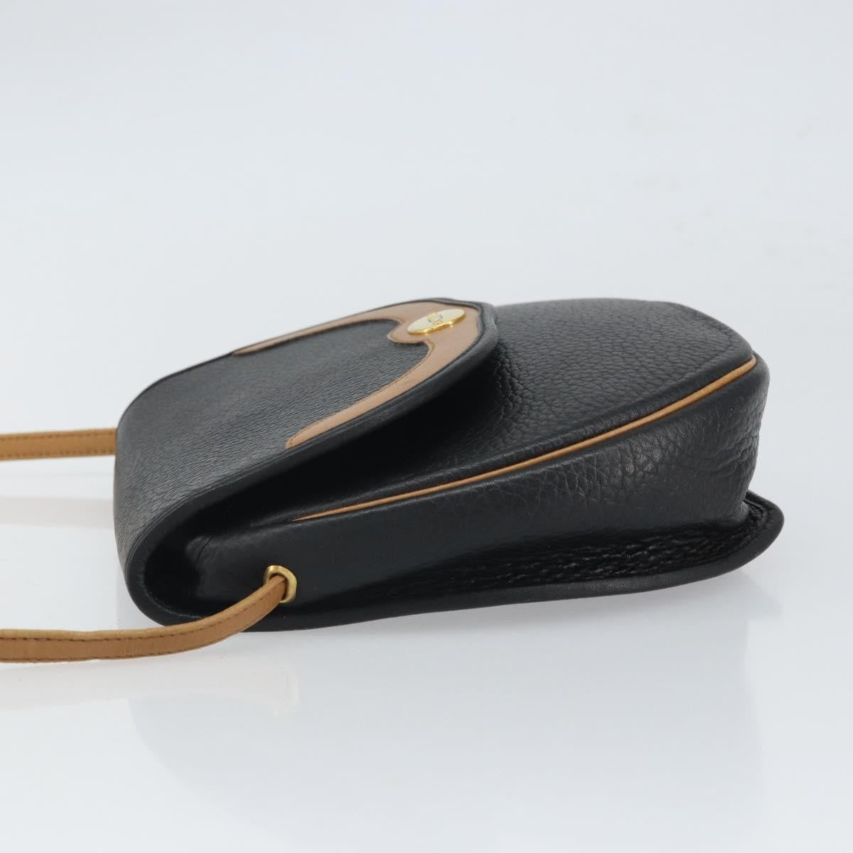 Christian Dior Vintage Cd Flap Shoulder Bag Leather Black Leather Shoulder Bag Bag ()