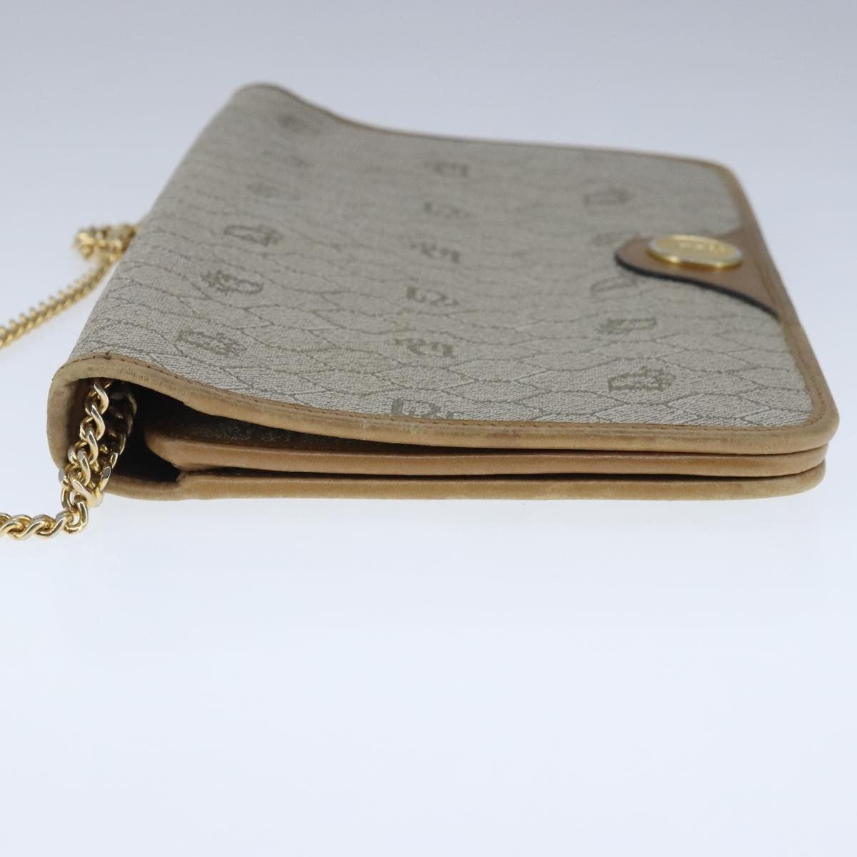 Christian Dior Vintage Honeycomb Chain Canvas Beige Canvas Bag ()