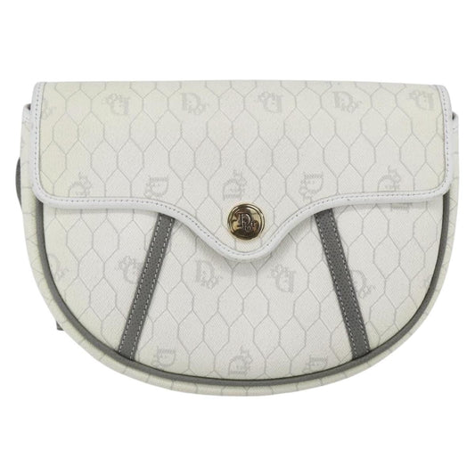 Christian Dior Vintage Honeycomb Flap Crossbody Bag Coated Canvas White Canvas Shoulder Bag Bag ()