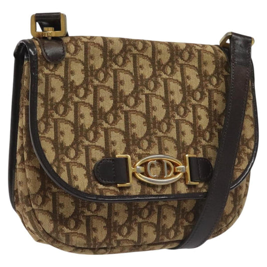Christian Dior Vintage Trotter Flap Shoulder Bag Canvas Brown Canvas Bag ()