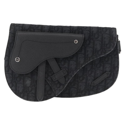 Christian Dior Saddle Messenger Pouch Oblique Canvas Black Canvas Shoulder Bag Bag ()