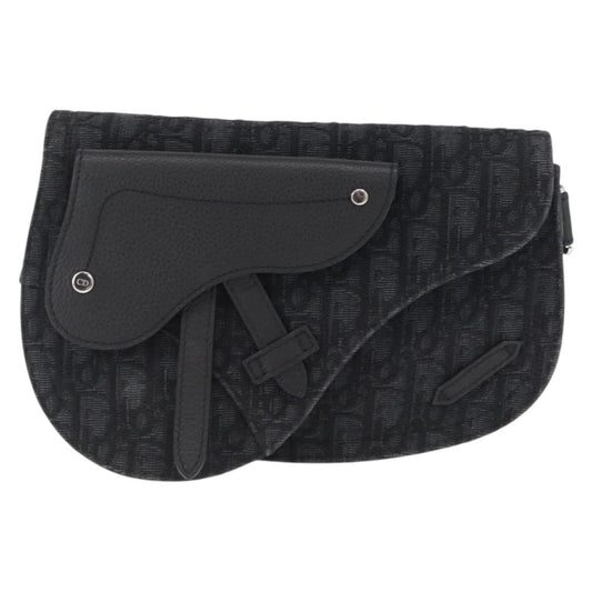 Christian Dior Saddle Messenger Pouch Oblique Canvas Black Canvas Shoulder Bag Bag ()