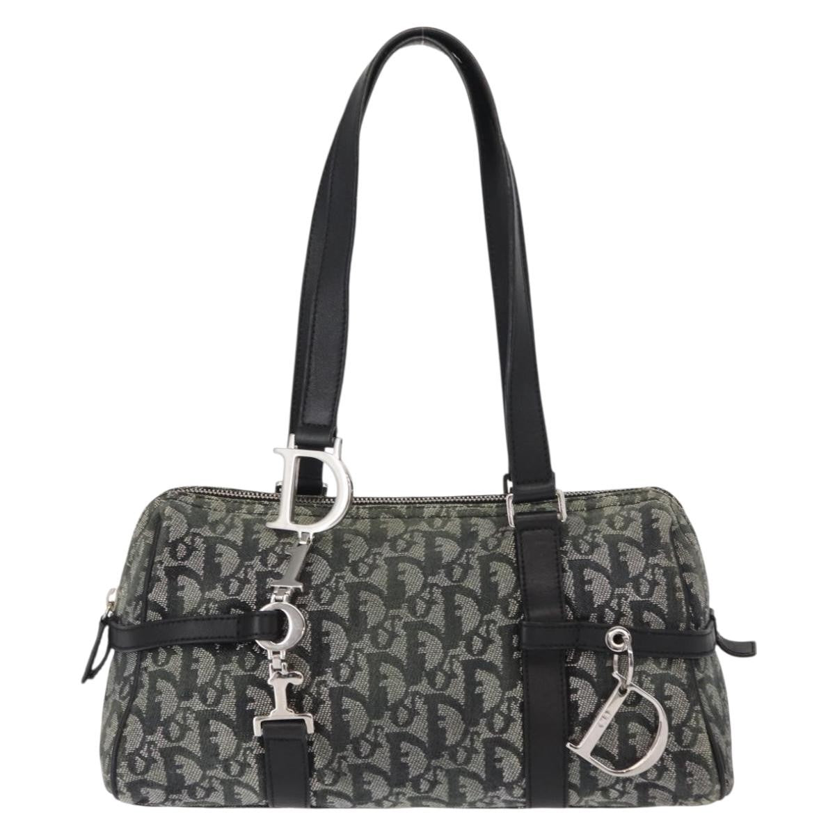 Christian Dior Vintage Trotter Zip Shoulder Bag Diorissimo Canvas Black Canvas Handbag ()