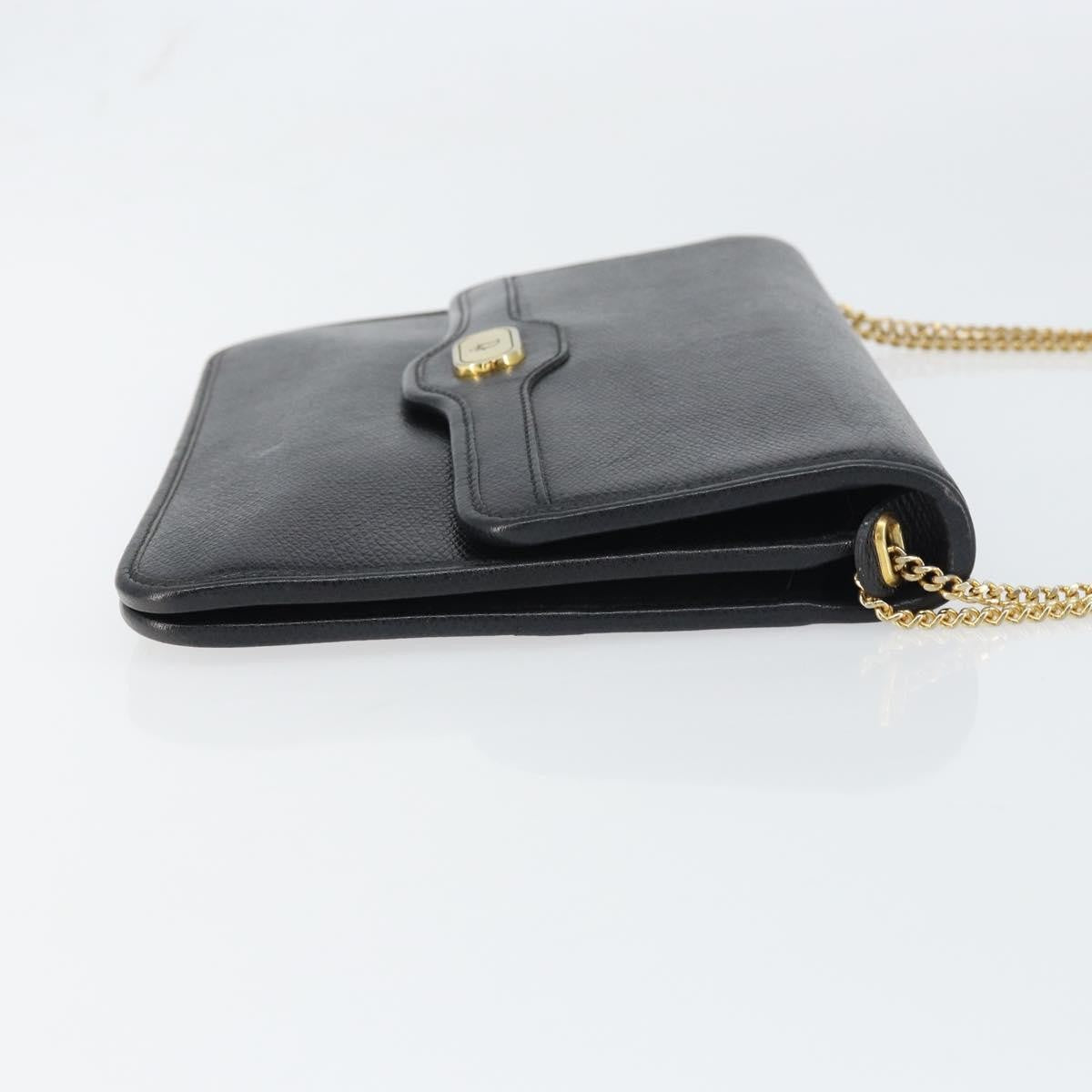Christian Dior Vintage Cd Chain Flap Shoulder Bag Leather Black Leather Shoulder Bag Bag ()