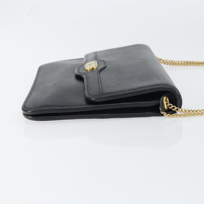 Christian Dior Vintage Cd Chain Flap Shoulder Bag Leather Black Leather Shoulder Bag Bag ()