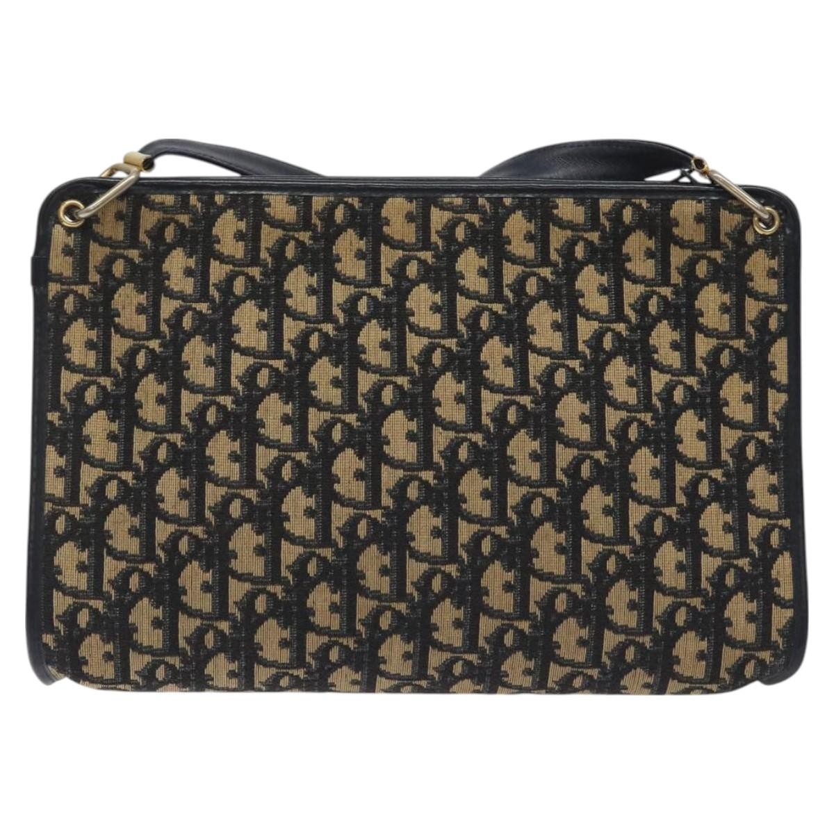 Christian Dior Vintage Trotter Shoulder Bag Canvas Navy Canvas Bag ()