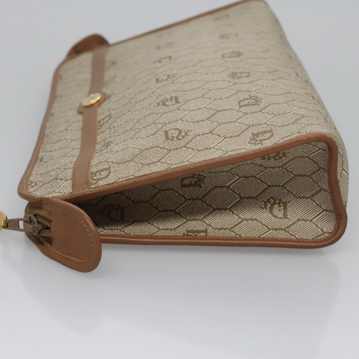 Christian Dior Vintage Honeycomb Zip Pouch Coated Canvas Beige Pvc Clutche & Pouche Bag ()