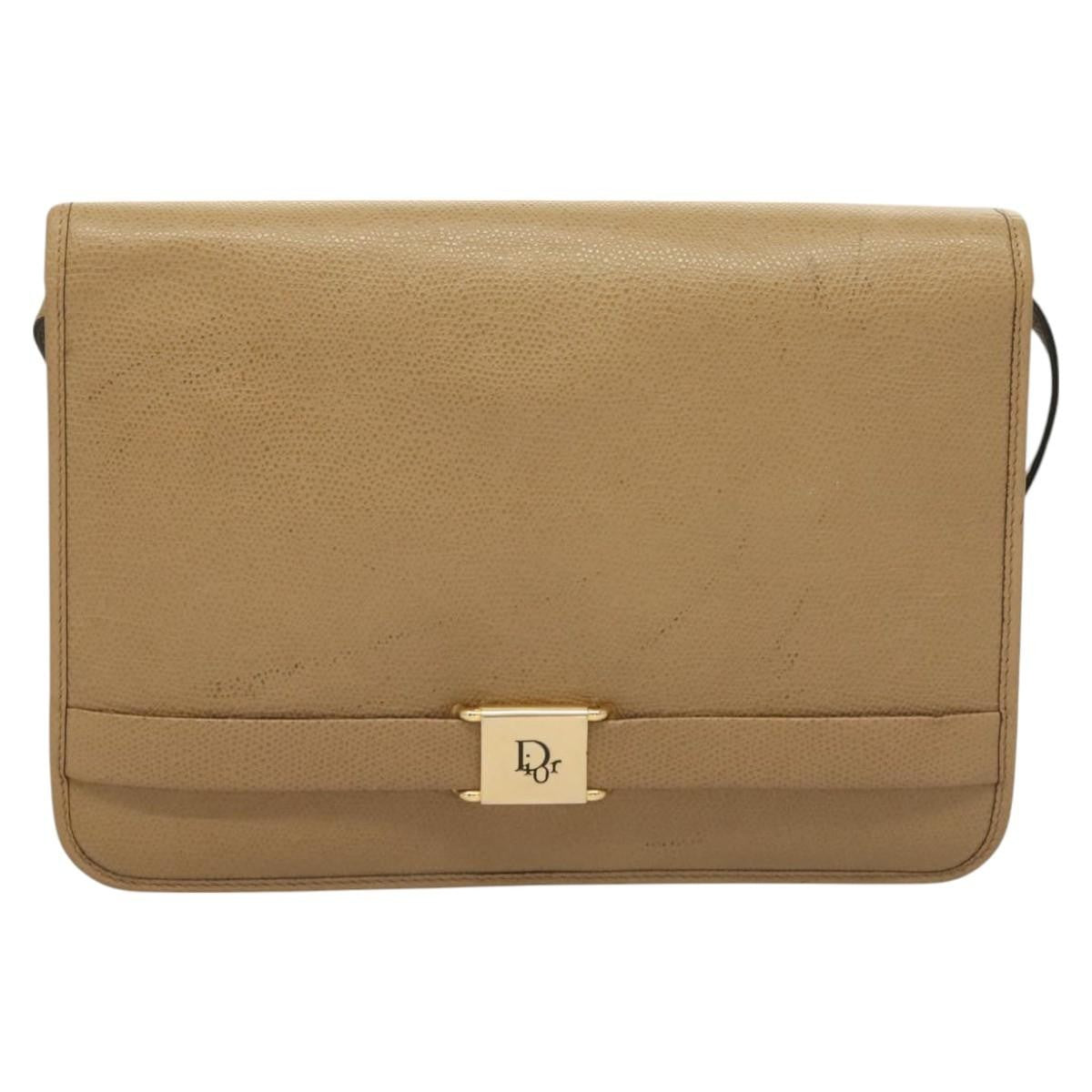 Christian Dior Vintage Honeycomb Shoulder Bag Leather Beige Leather Shoulder Bag Bag ()