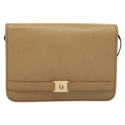 Christian Dior Vintage Honeycomb Shoulder Bag Leather Beige Leather Shoulder Bag Bag ()