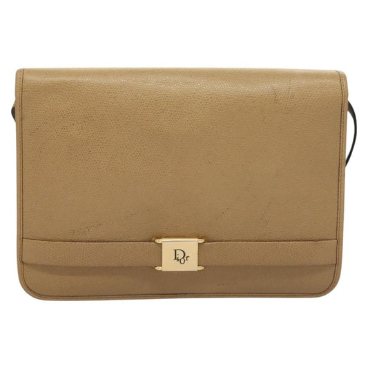 Christian Dior Vintage Honeycomb Shoulder Bag Leather Beige Leather Shoulder Bag Bag ()