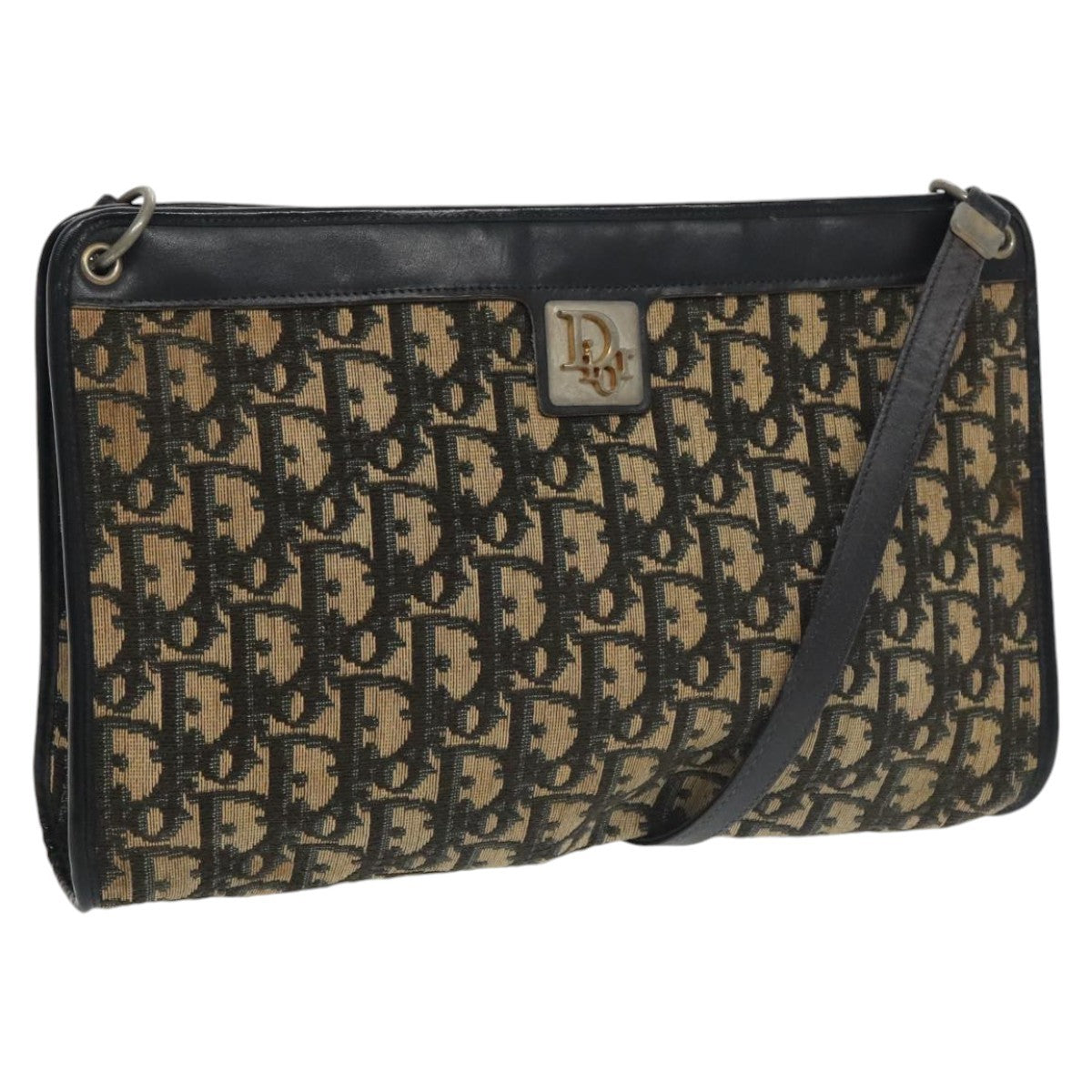 Christian Dior Vintage Trotter Shoulder Bag Canvas Navy Canvas Bag ()