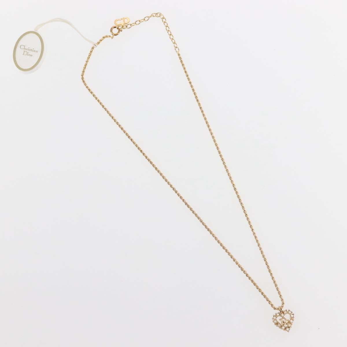 Christian Dior Vintage Cd Heart Pendant Necklace Metal With Crystals Gold Metal Jewelry ()