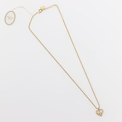 Christian Dior Vintage Cd Heart Pendant Necklace Metal With Crystals Gold Metal Jewelry ()