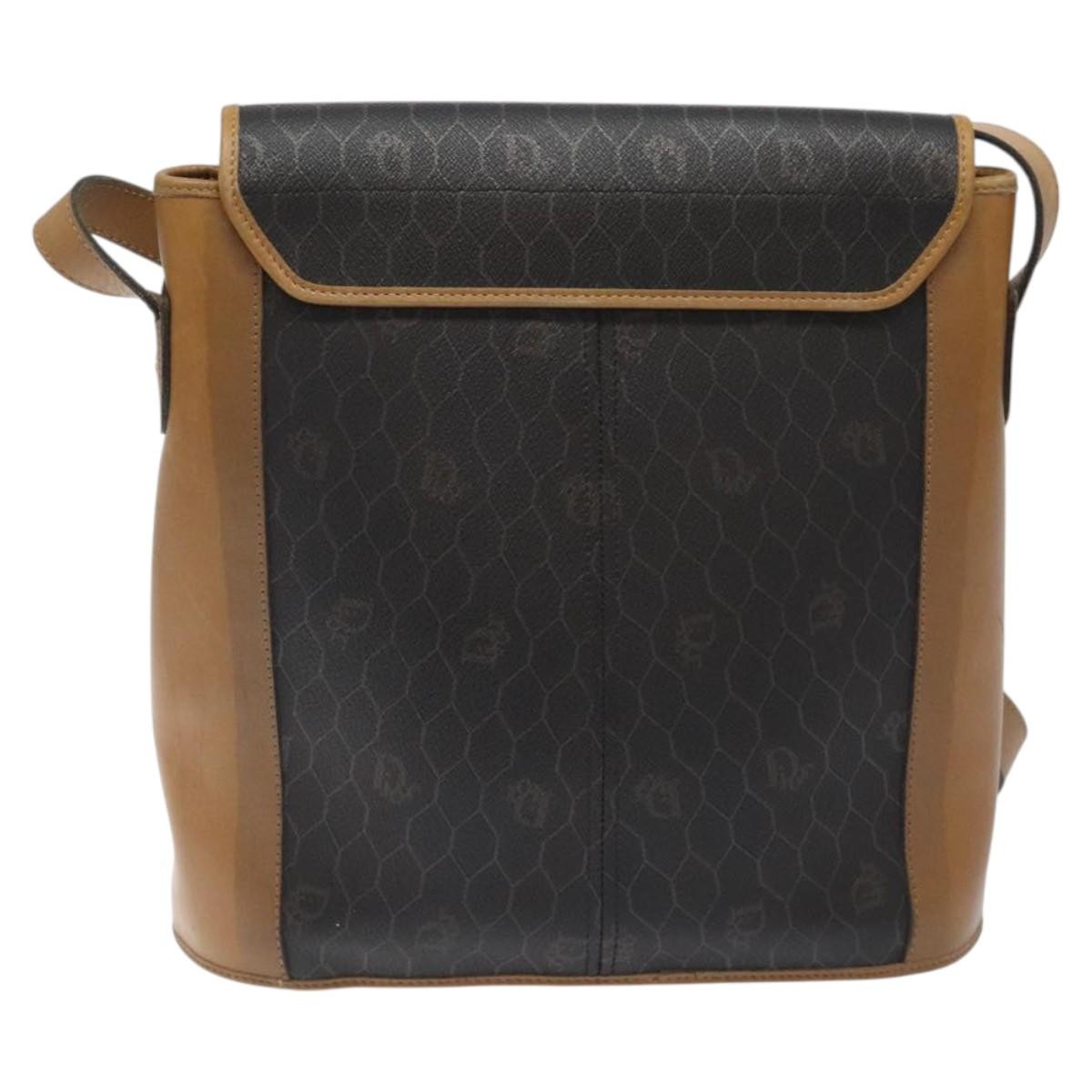 Christian Dior Vintage Honeycomb Flap Crossbody Bag Canvas And Leather Black Canvas Bag ()