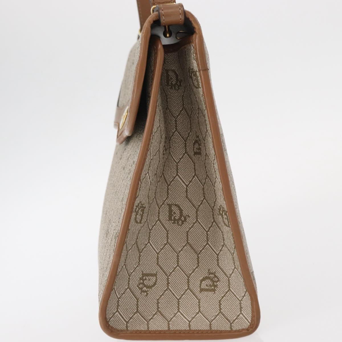 Christian Dior Vintage Honeycomb Handbag Canvas Leather Beige Canvas Handbag ()