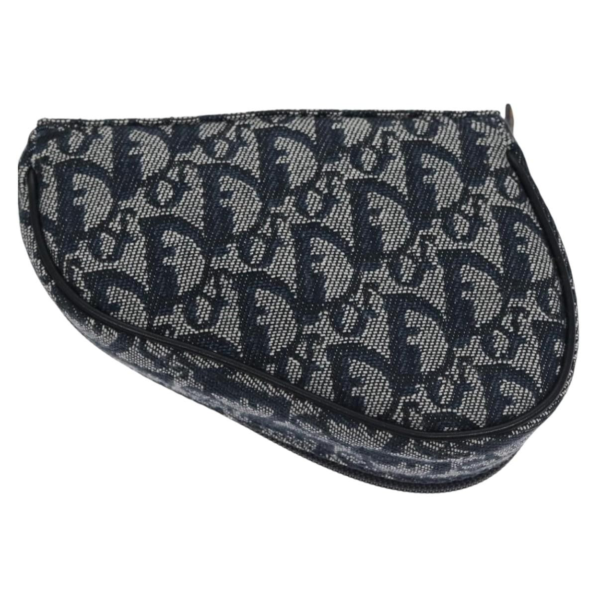 Christian Dior Vintage Saddle Coin Purse Diorissimo Canvas Navy Canvas Bag ()