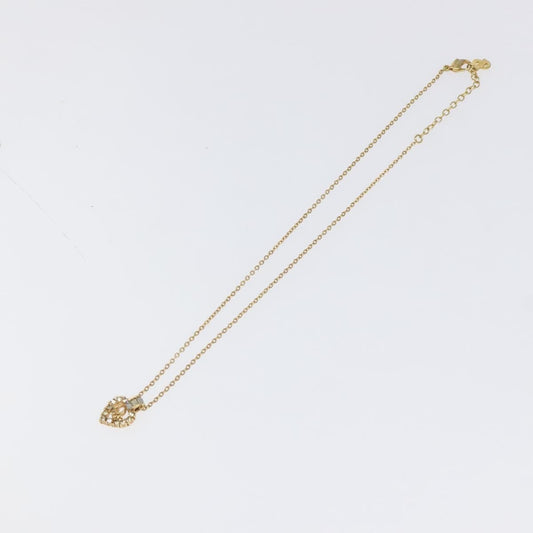 Christian Dior Vintage Cd Heart Pendant Necklace Metal With Crystals Gold Metal Jewelry ()