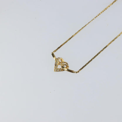 Christian Dior Logo Heart Pendant Necklace Metal Gold Metal Necklace Jewelry ()