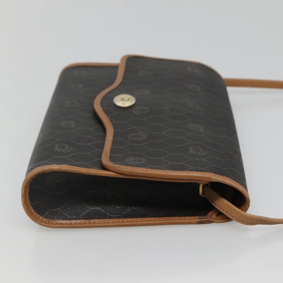 Christian Dior Vintage Honeycomb Flap Crossbody Bag Coated Canvas Black Canvas Shoulder Bag Bag ()
