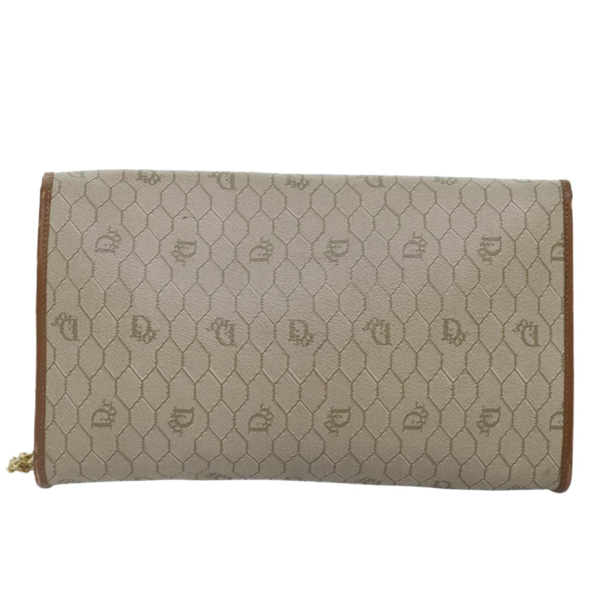 Christian Dior Vintage Honeycomb Chain Canvas Beige Pvc Shoulder Bag Bag ()